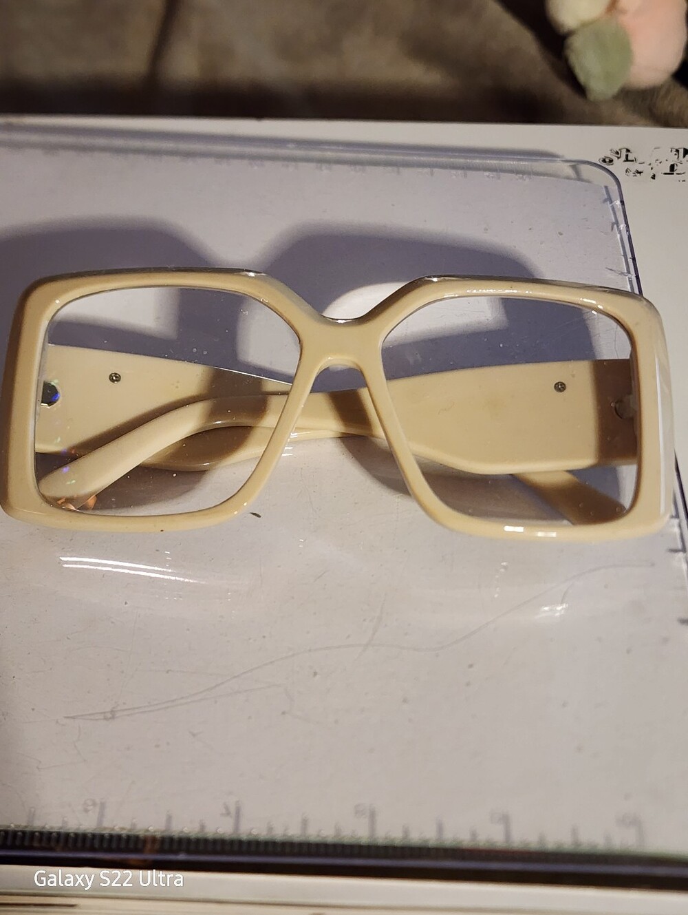 NY FIFTH Avenue Tan Oversized Square Reading  Glasses 3.25 Strength